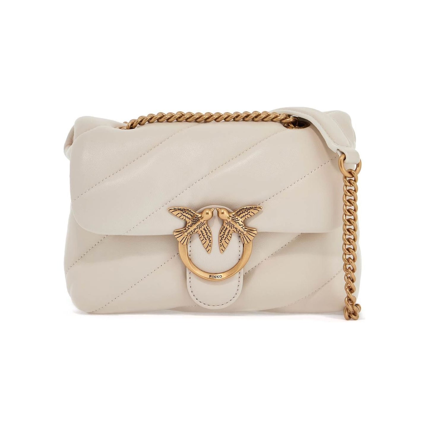 Pinko mini love puff quilted bag white silk chain shoulder Shopper Pinko