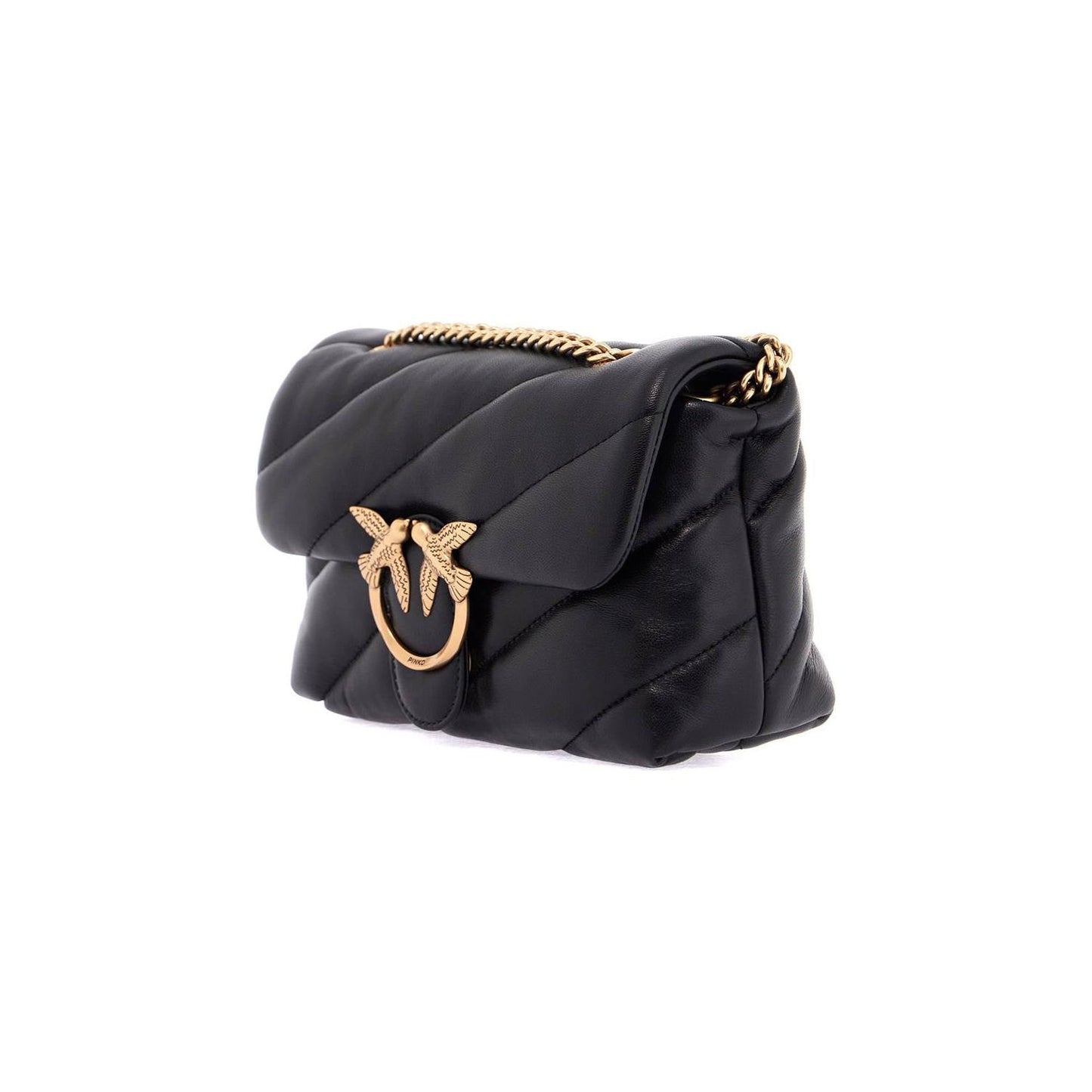 Pinko mini black quilted bag with golden chain love puff Shopper Pinko