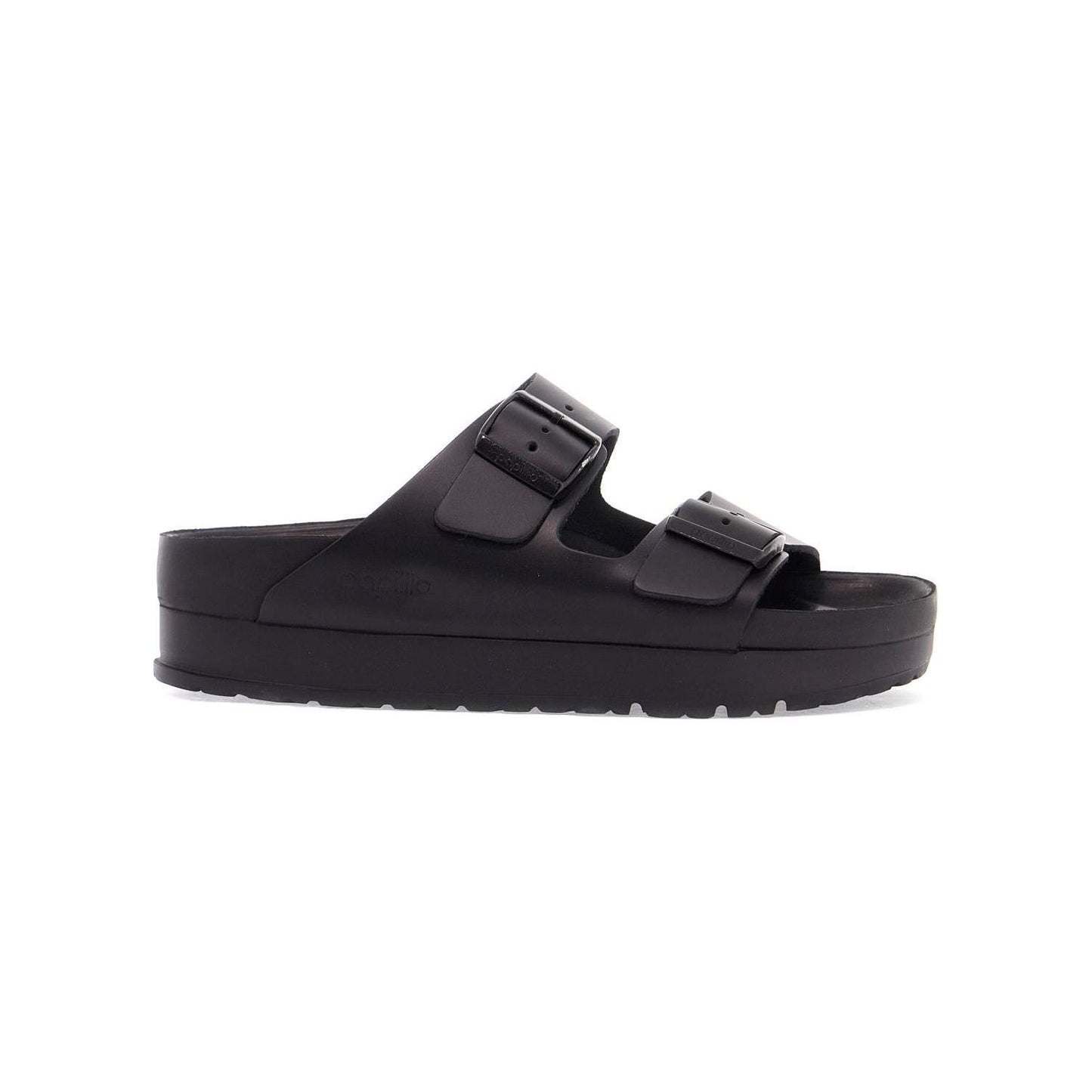 Birkenstock black leather platform sandals with two straps and metal buckles Sandals Birkenstock