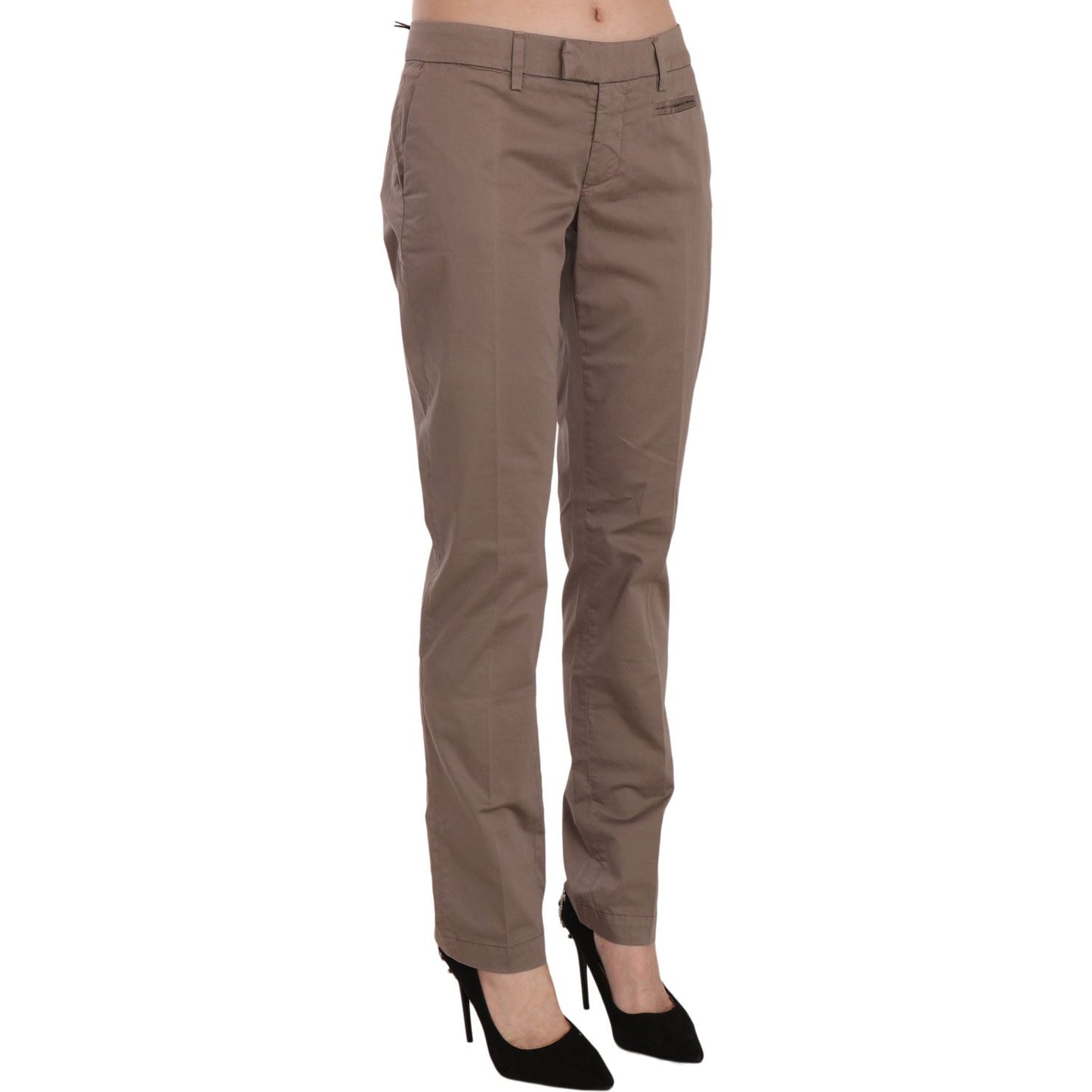 Dondup Chic Brown Straight Cut Trousers Dondup