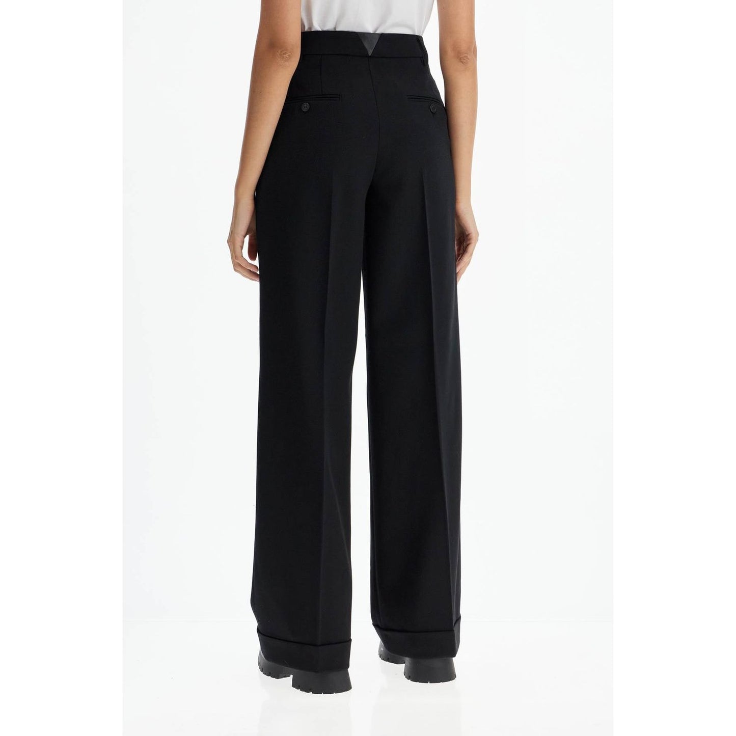 Pinko twill wide-leg trousers in pal Trousers Pinko