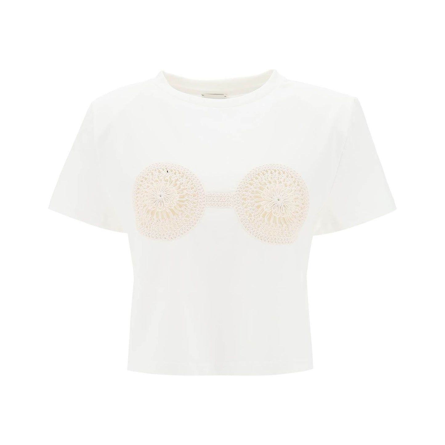 Magda Butrym cropped t-shirt with crochet insert Topwear Magda Butrym