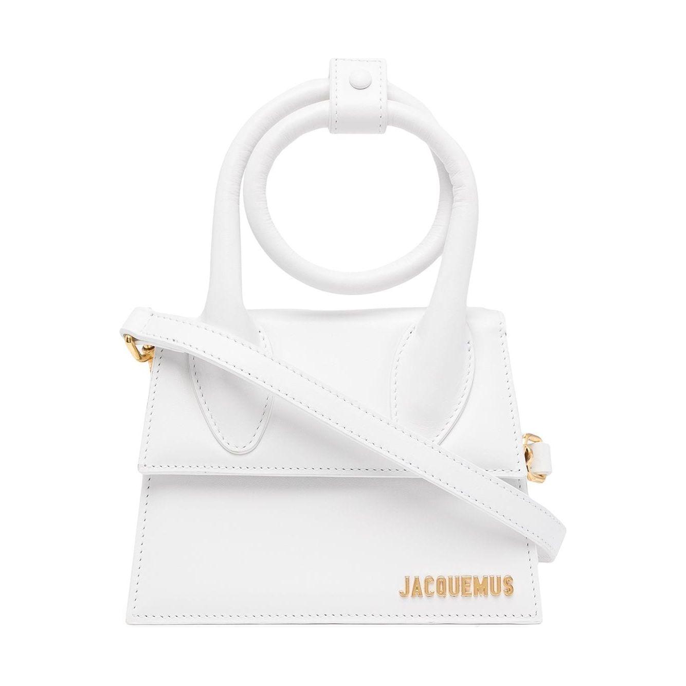 JACQUEMUS leather Le Chiquito Noeud Bag White Handbag JACQUEMUS