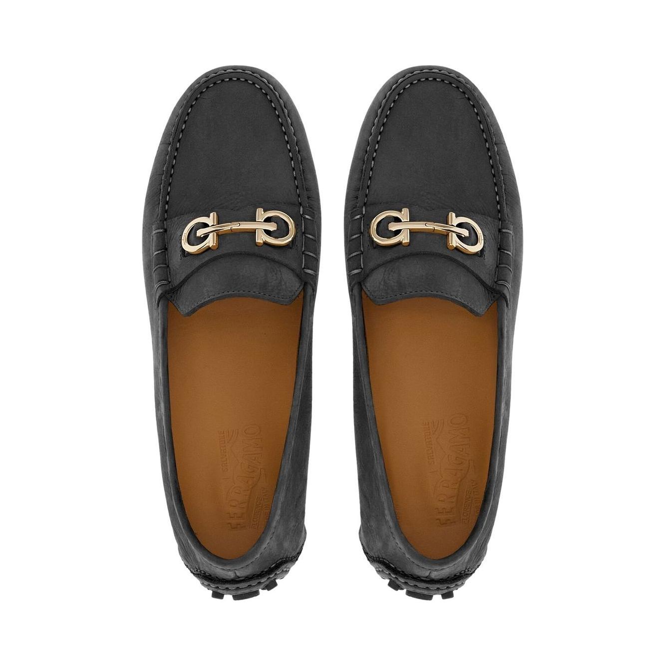 Ferragamo Gancini buckle Flat shoes Black Moccasins Ferragamo