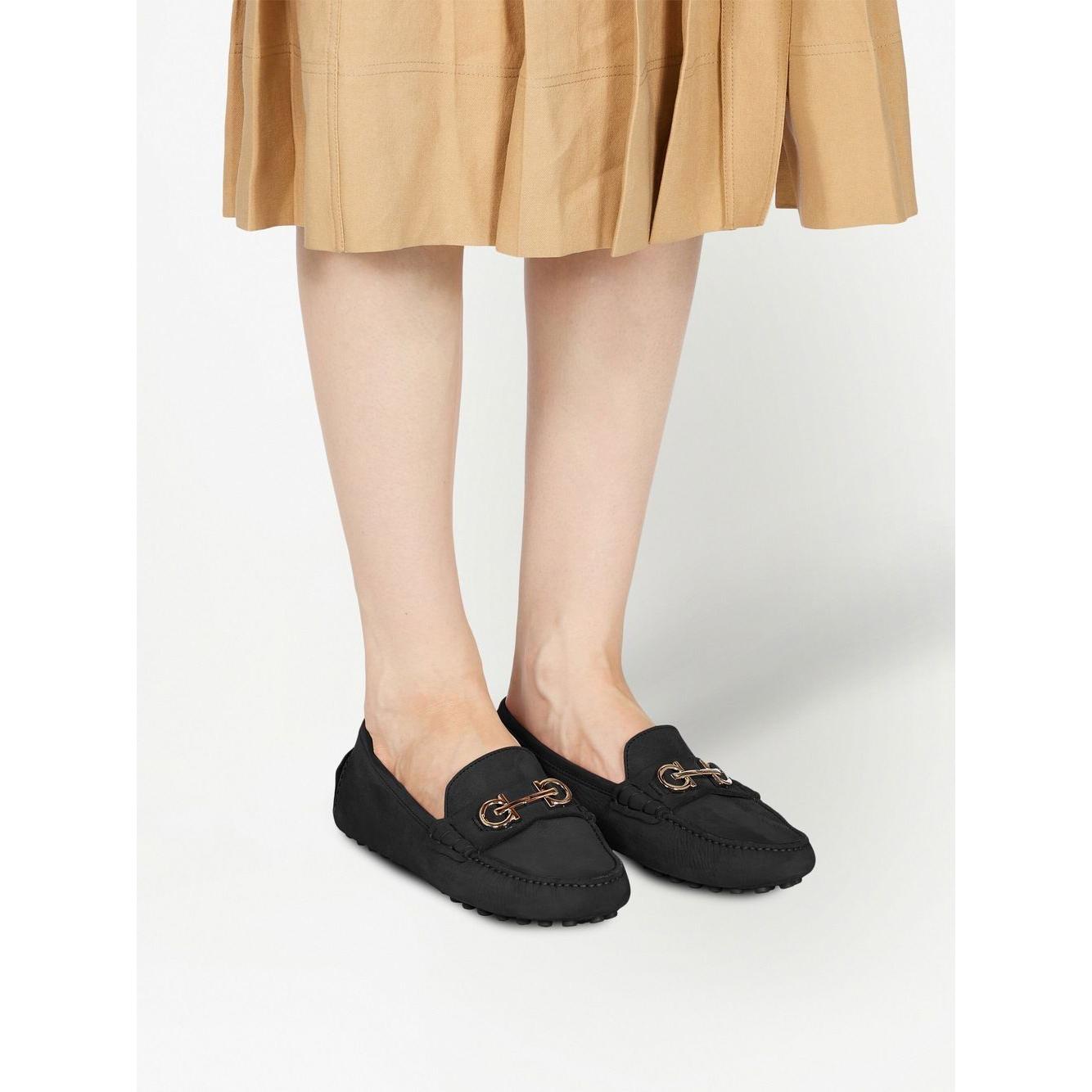 Ferragamo Gancini buckle Flat shoes Black Moccasins Ferragamo