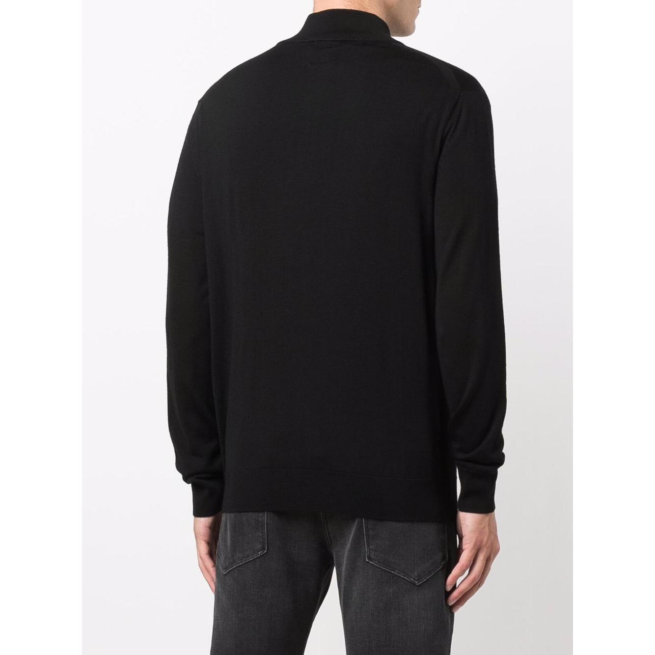 Emporio Armani virgin wool zipped-front men Sweaters Black Topwear Emporio Armani