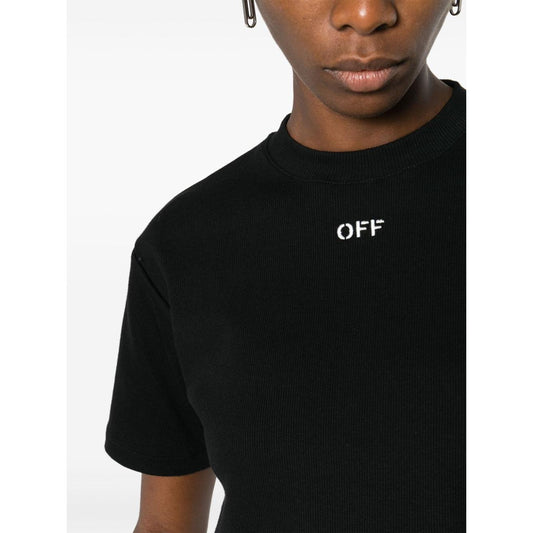 Off White T-shirts and Polos Black Topwear Off White