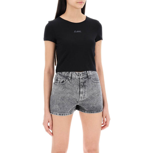 Rotate cropped t-shirt with embroidered lurex logo Topwear Rotate