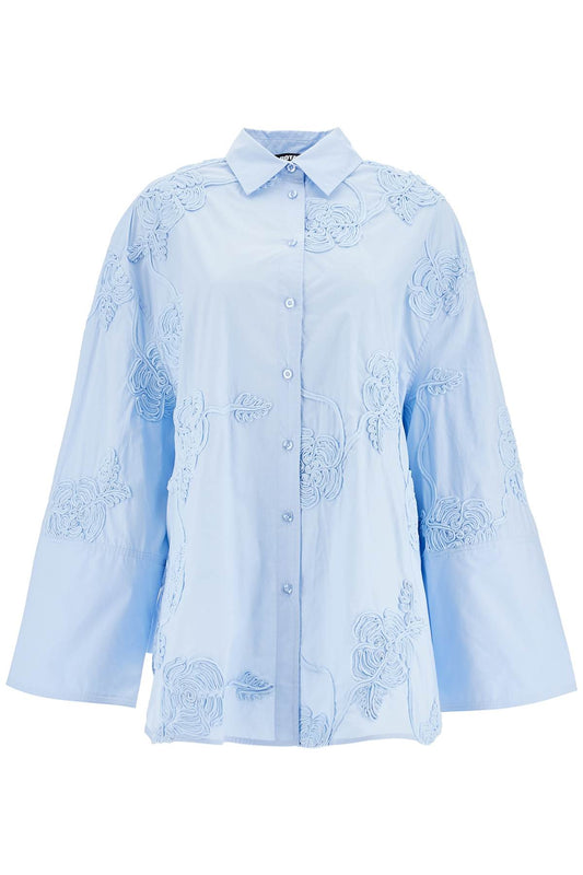 Rotate light blue cotton shirt with embossed floral pattern