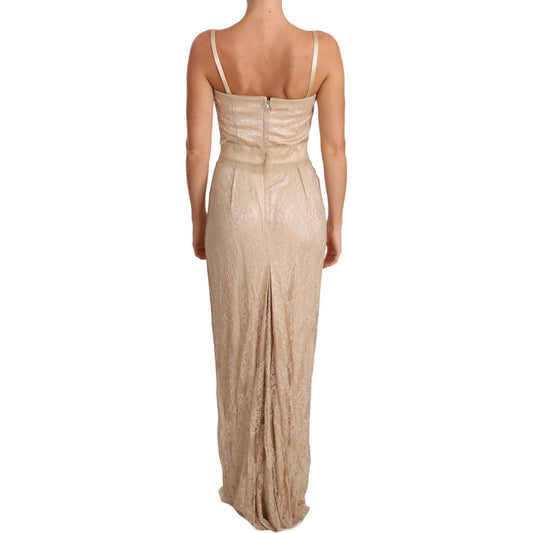 Dolce & Gabbana Elegant Beige Sheath Floor-Length Dress Dolce & Gabbana