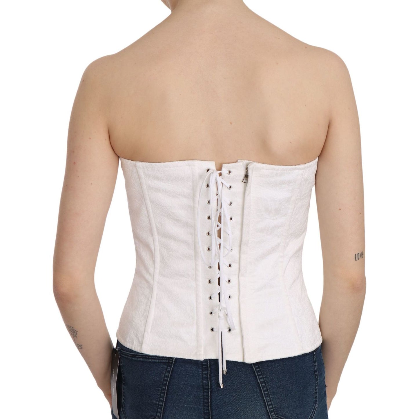 Dolce & Gabbana Elegant White Strapless Corset Top Dolce & Gabbana