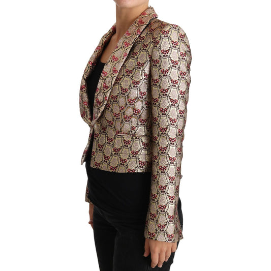 Glittering Gold Floral Sequined Blazer Jacket