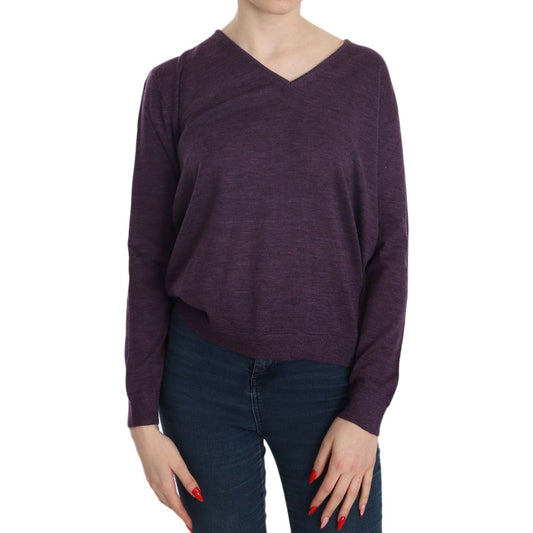 BYBLOS Elegant Purple V-Neck Wool Blouse BYBLOS