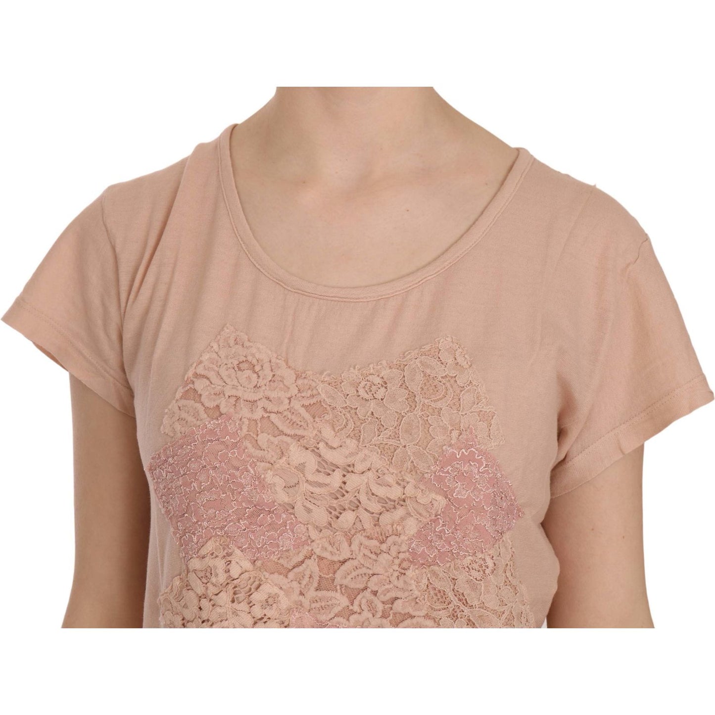 PINK MEMORIES Elegant Cream Lace Round Neck Blouse PINK MEMORIES