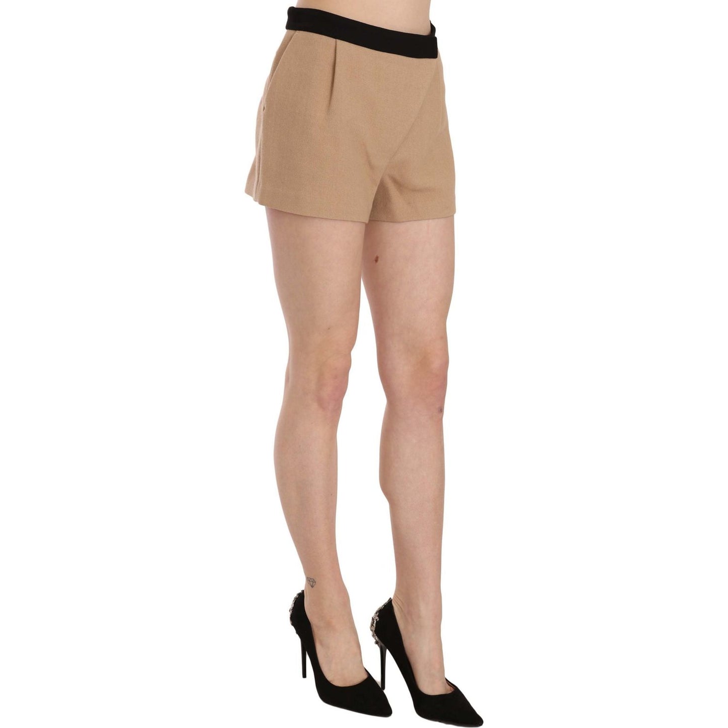 Costume National Chic Beige Mid Waist Mini Shorts Costume National