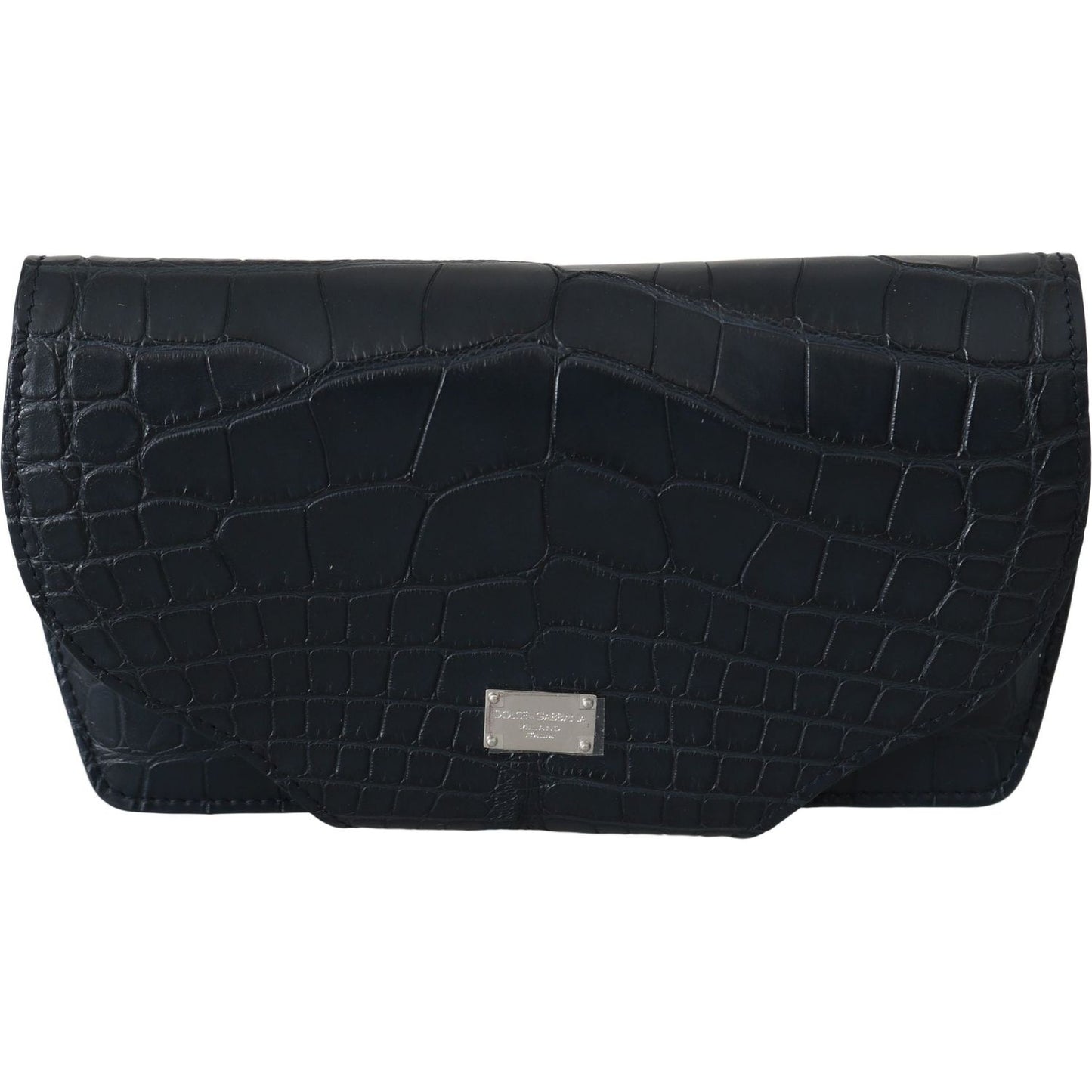 Dolce & Gabbana Elegant Blue Crocodile Leather Eyewear Pouch leather accessories Dolce & Gabbana