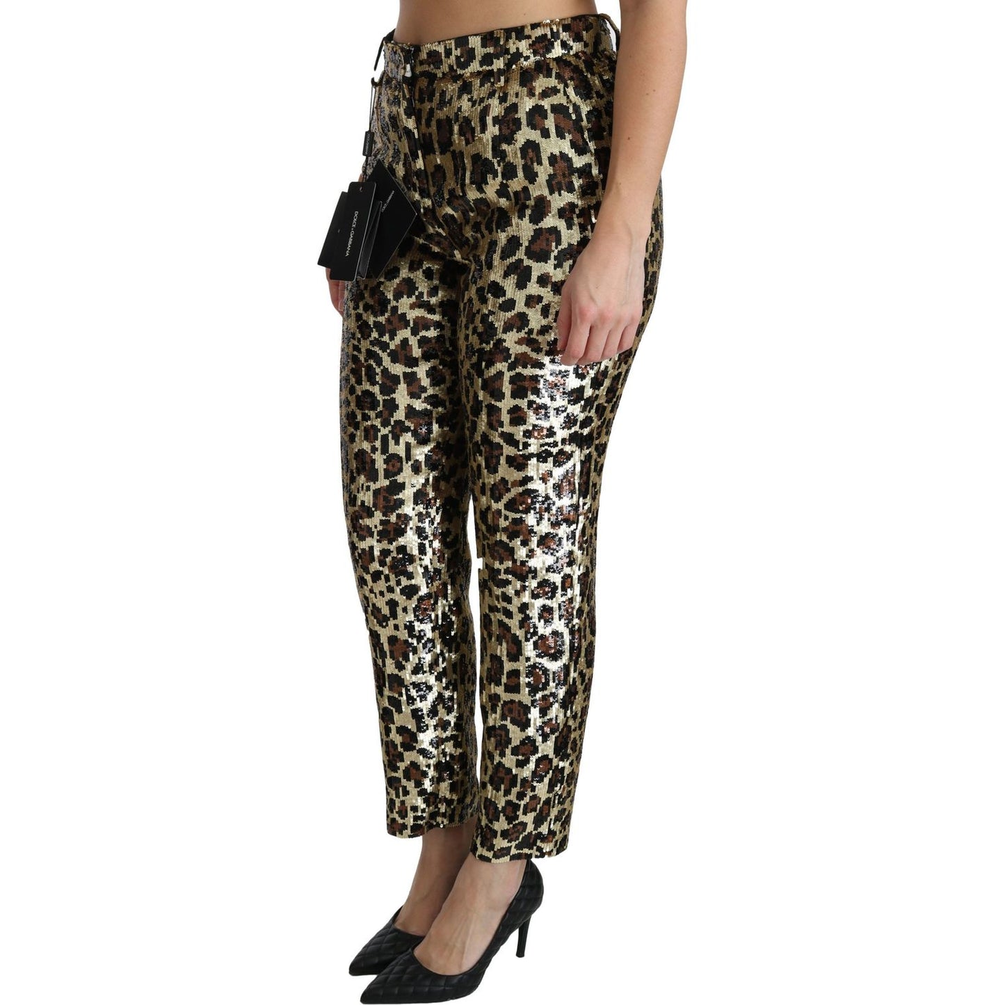 Dolce & Gabbana Chic High Waist Leopard Sequin Pants Dolce & Gabbana