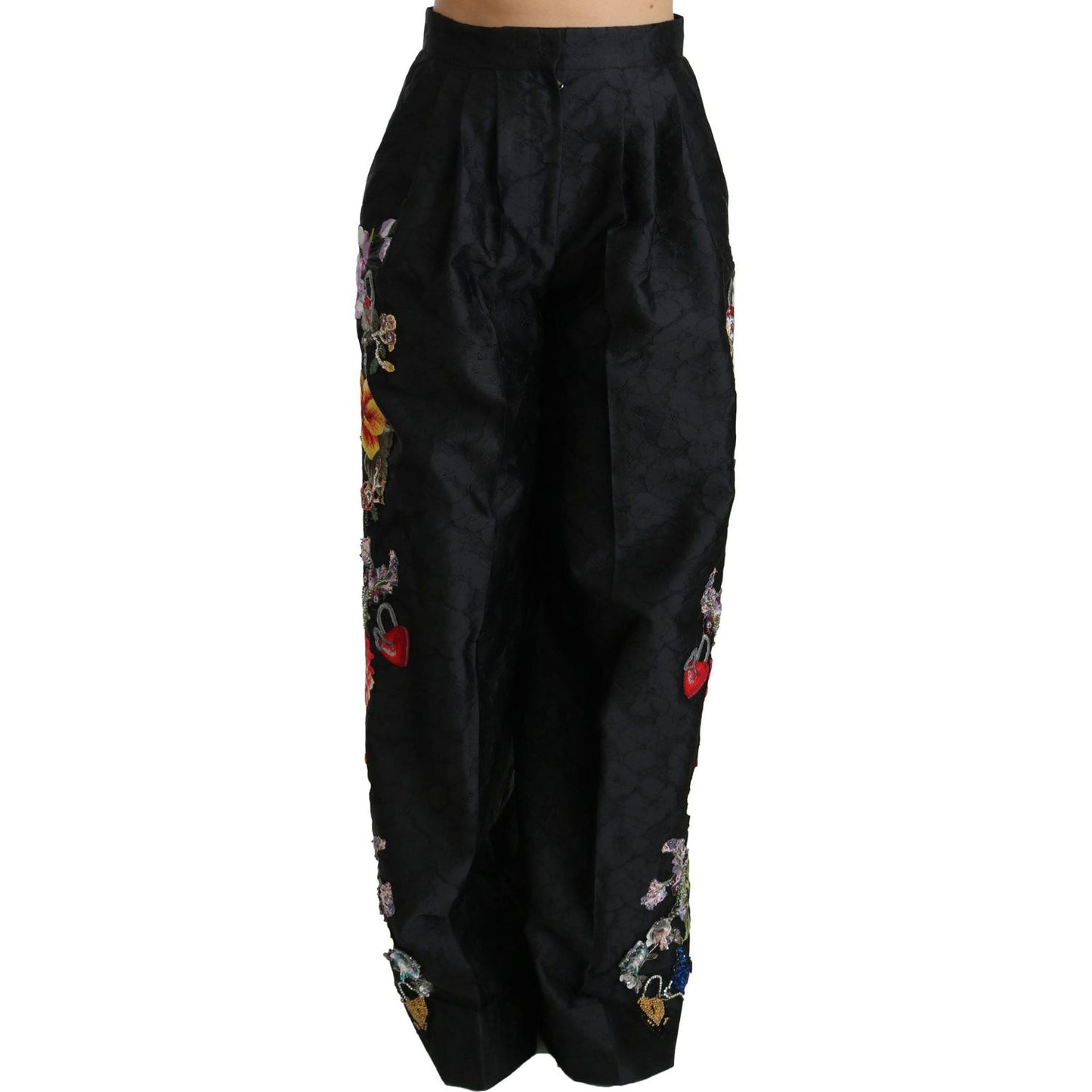 Dolce & Gabbana Elegant High Waist Wide Leg Floral Pants Dolce & Gabbana