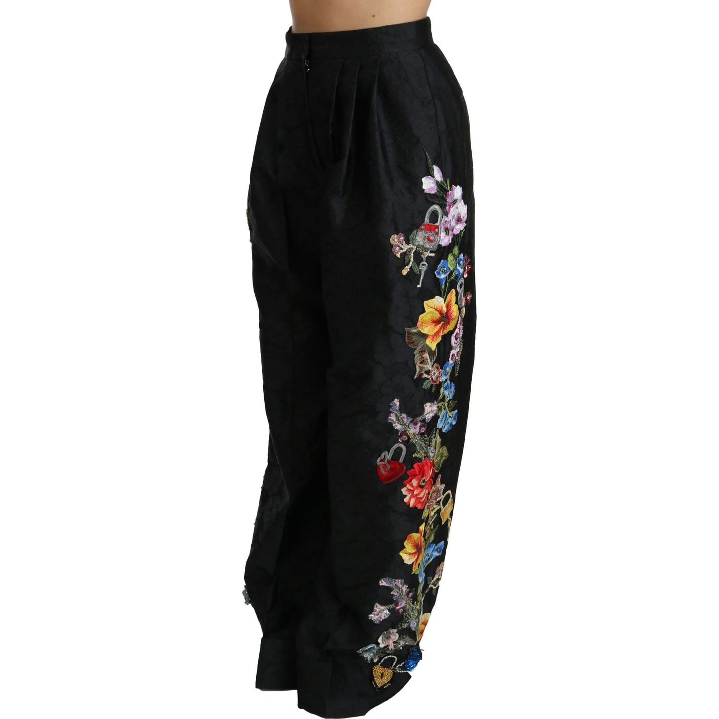 Dolce & Gabbana Elegant High Waist Wide Leg Floral Pants Dolce & Gabbana