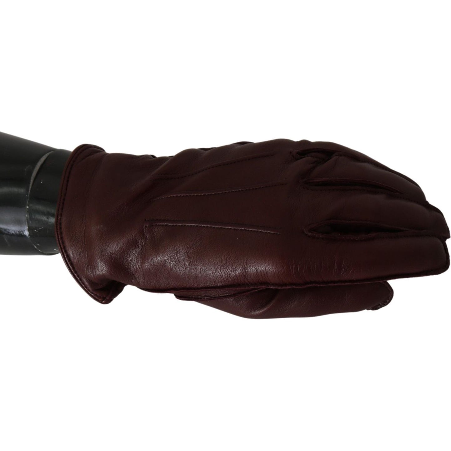 Dolce & Gabbana Elegant Maroon Wrist-Length Lambskin Gloves Dolce & Gabbana