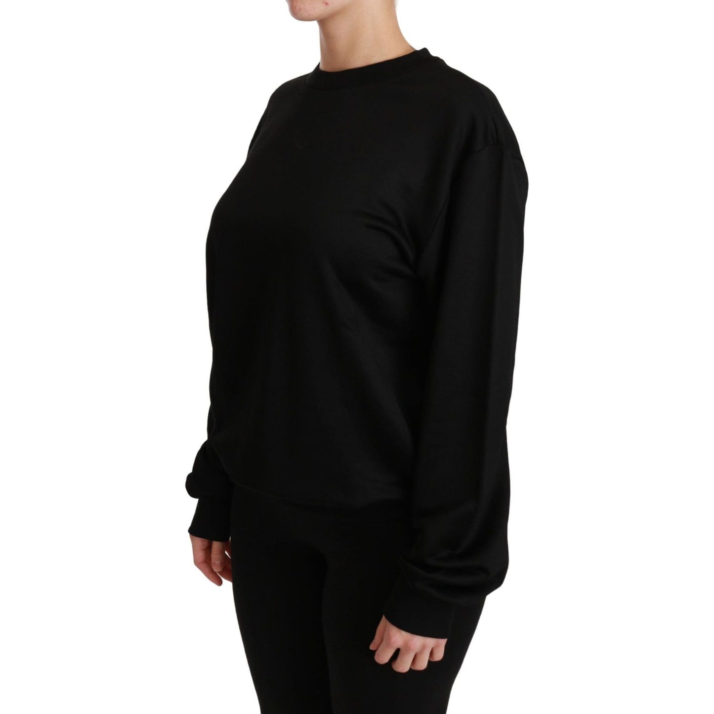 Dolce & Gabbana Elegant Black Cotton Crew Neck Pullover Sweater Dolce & Gabbana