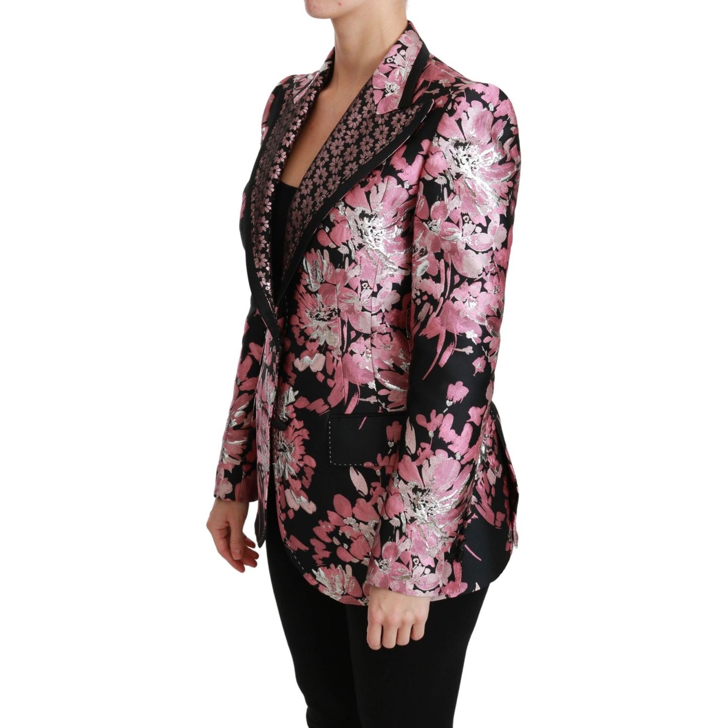 Elegant Floral Jacquard Blazer