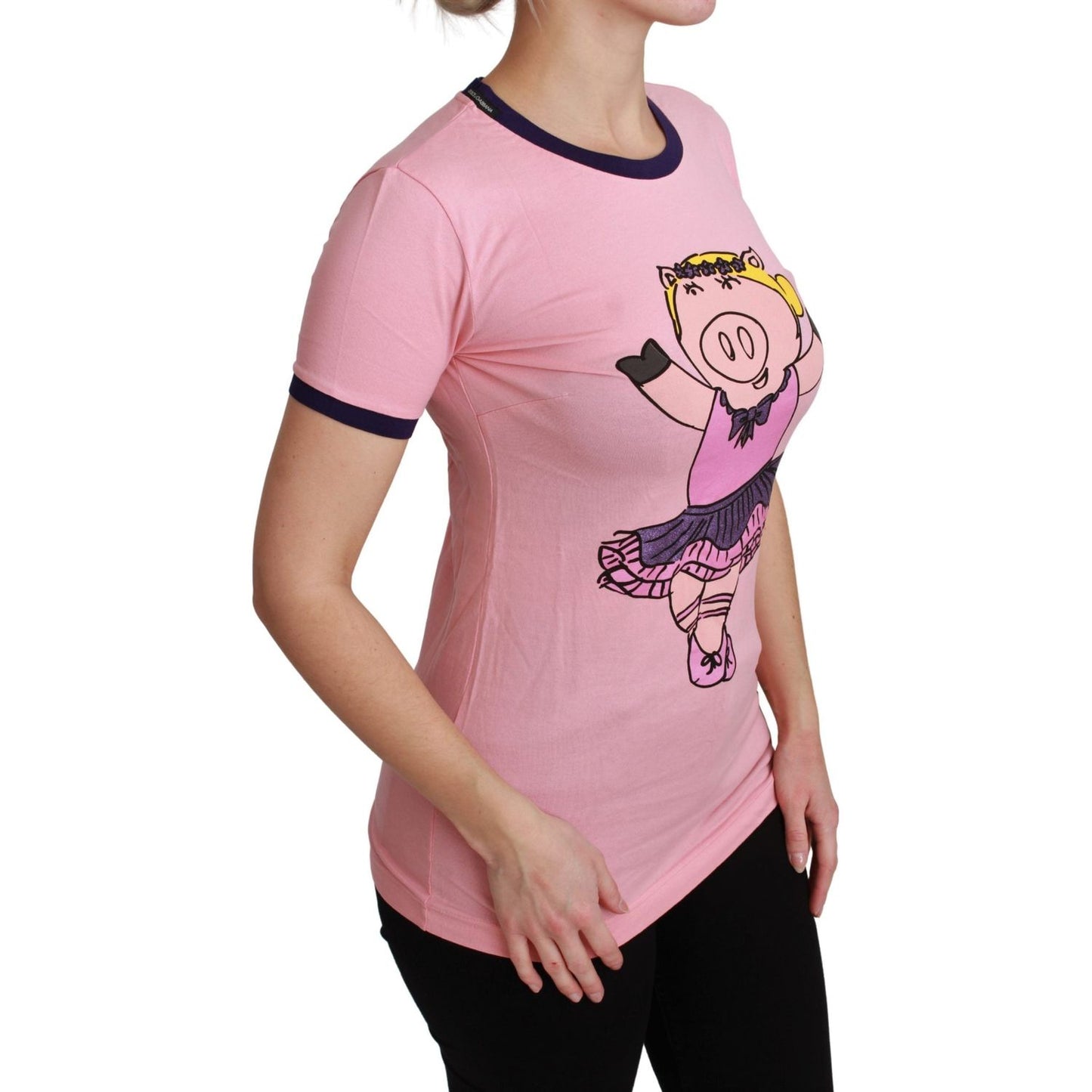 Dolce & Gabbana Pink Crewneck Year of the Pig T-Shirt Dolce & Gabbana