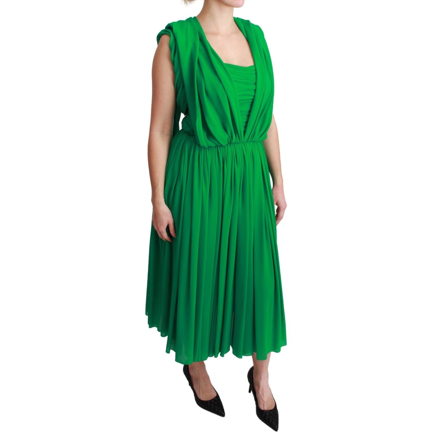 Dolce & Gabbana Elegant Sleeveless Pleated Silk Maxi Dress Dress Dolce & Gabbana