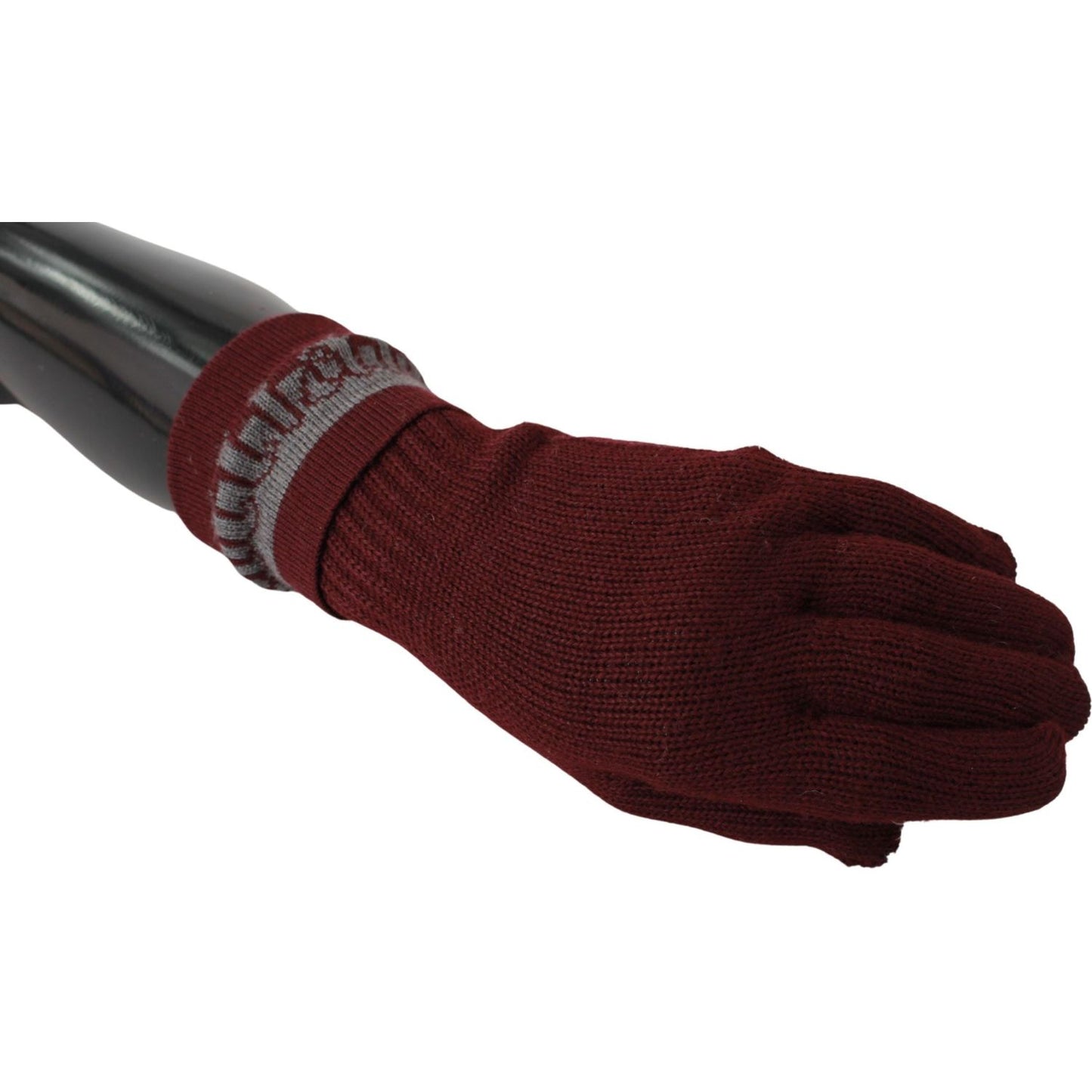 John Galliano Maroon Wool-Blend Designer Gloves John Galliano