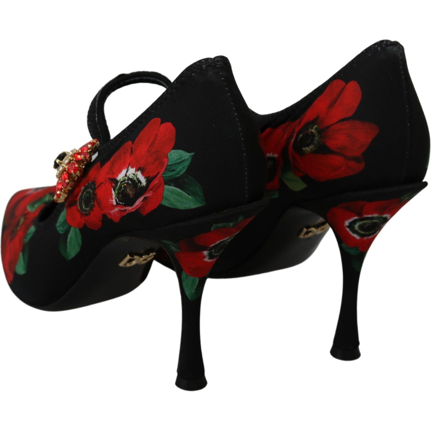 Dolce & Gabbana Floral Mary Janes Pumps with Crystal Detail Shoes Dolce & Gabbana