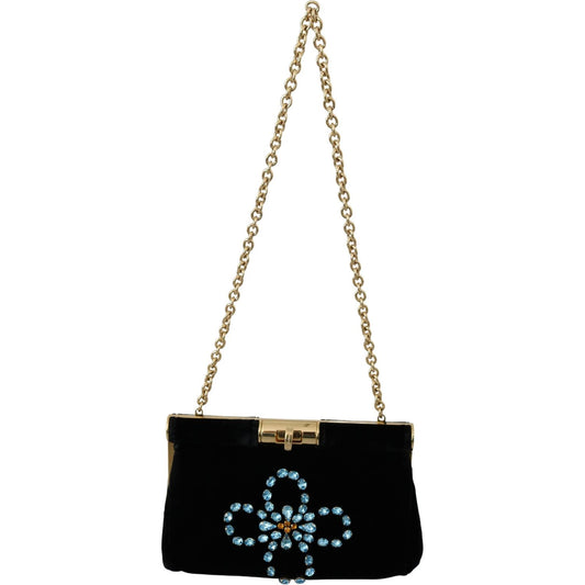 Dolce & Gabbana Velvet Evening Party Crossbody with Crystal Studs