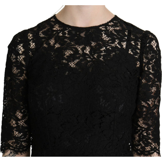 Dolce & Gabbana Elegant Black Lace Sheath Knee-Length Dress Dolce & Gabbana