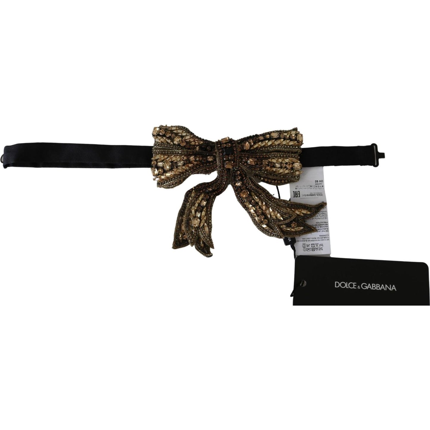 Dolce & Gabbana Elegant Silk Gold Bowtie - Dazzle in Style Necklace Dolce & Gabbana