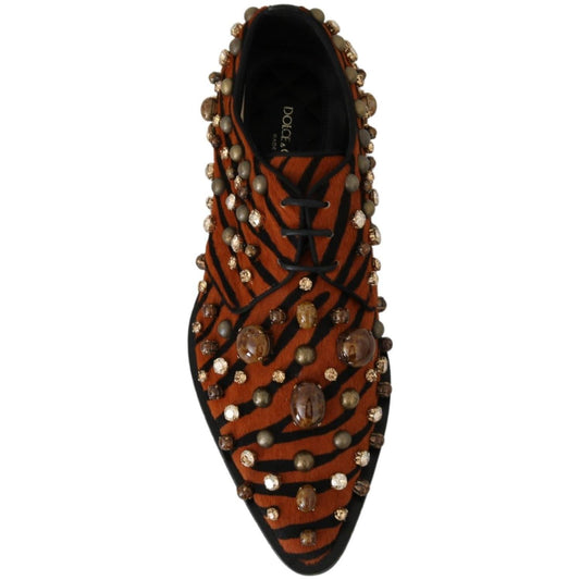 Dolce & Gabbana Tiger Pattern Crystal Embellished Flats Dolce & Gabbana