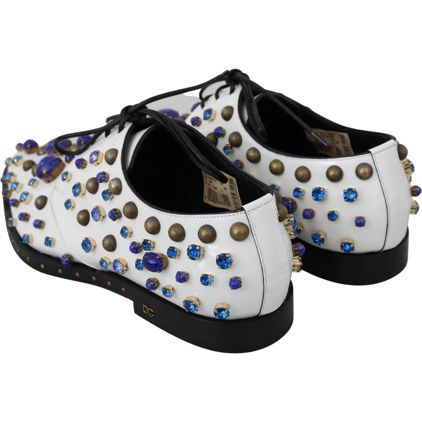 Dolce & Gabbana Elegant White Leather Dress Shoes With Crystals Dolce & Gabbana