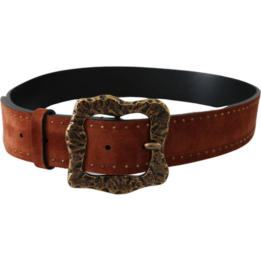 Dolce & Gabbana Elegant Suede Leather Belt with Gold Studs Dolce & Gabbana