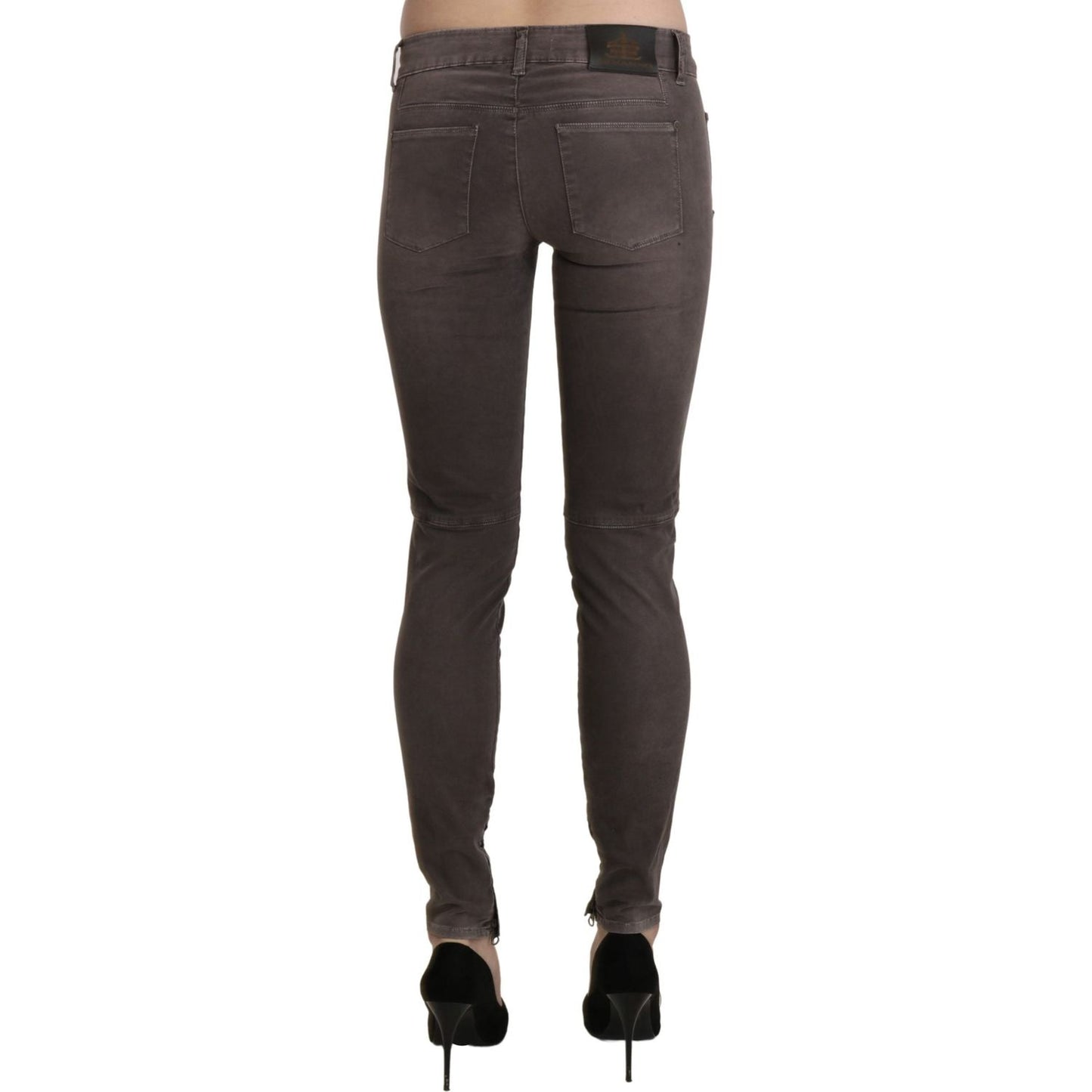 Ermanno Scervino Chic Brown Low Waist Skinny Trousers Ermanno Scervino