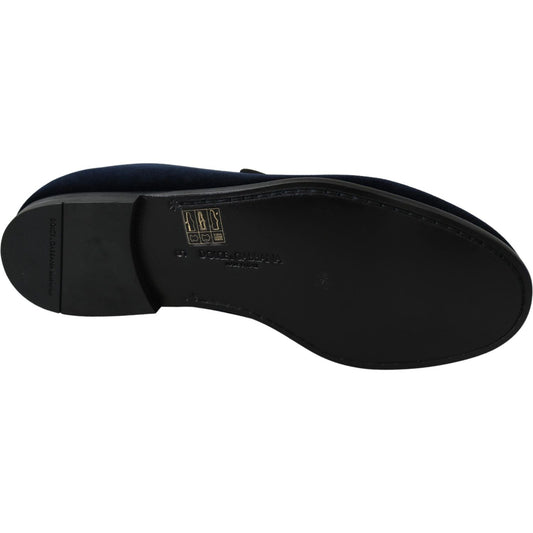 Dolce & Gabbana Elegant Blue Embroidered Loafers Dolce & Gabbana