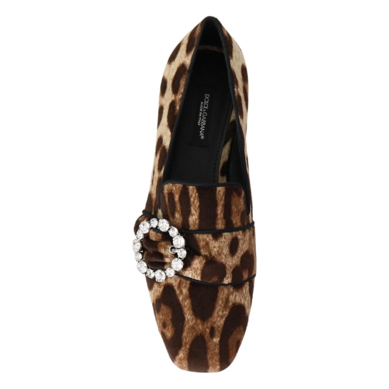 Dolce & Gabbana Leopard Print Crystal Embellished Loafers Dolce & Gabbana