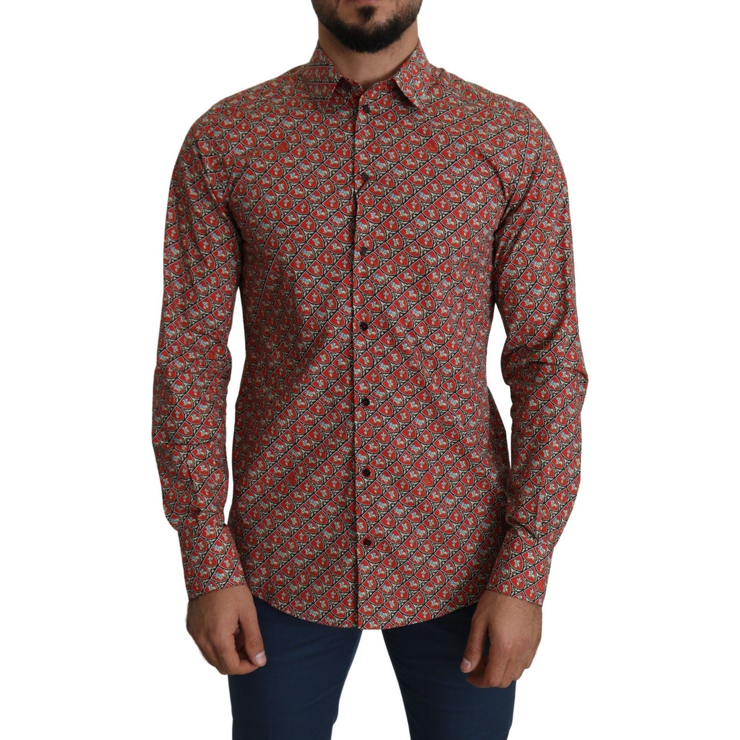 Dolce & Gabbana Elegant Red Martini Fit Cotton Shirt Dolce & Gabbana