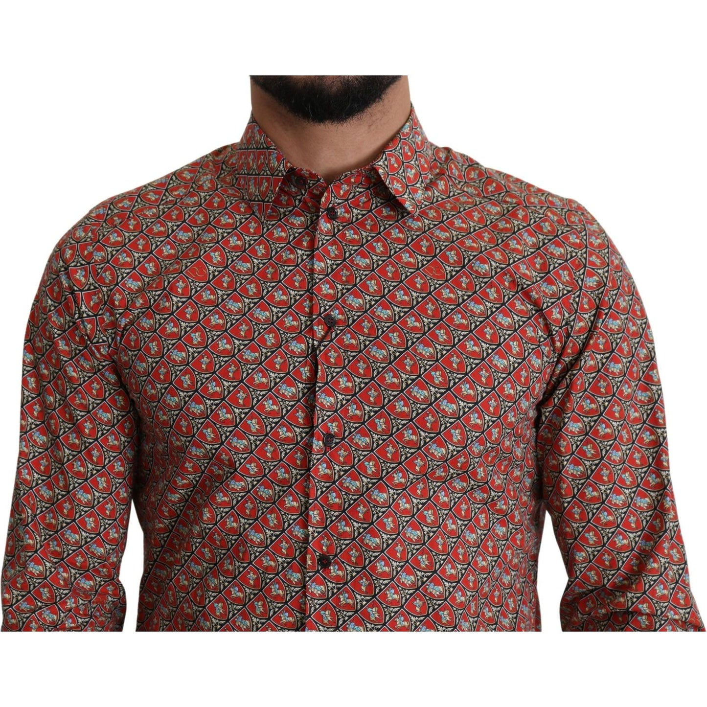 Dolce & Gabbana Elegant Red Martini Fit Cotton Shirt Dolce & Gabbana