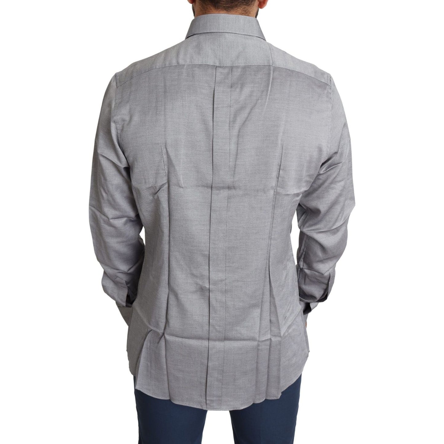 Dolce & Gabbana Elegant Gray Slim Fit Cotton Dress Shirt Dolce & Gabbana