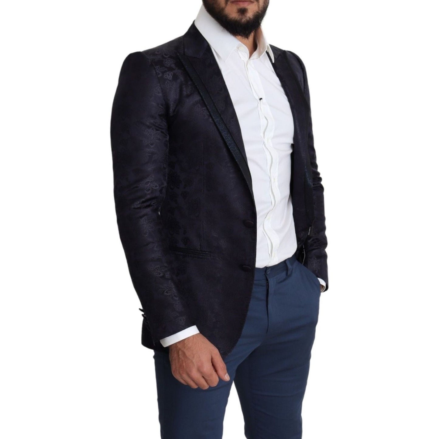 Dolce & Gabbana Elegant Silk Blend Martini Blazer in Blue Dolce & Gabbana