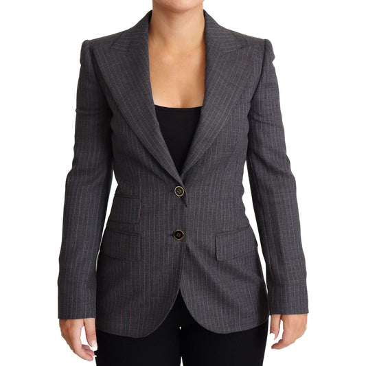 Dolce & Gabbana Elegant Gray Stretch Wool Blazer Coats & Jackets Dolce & Gabbana