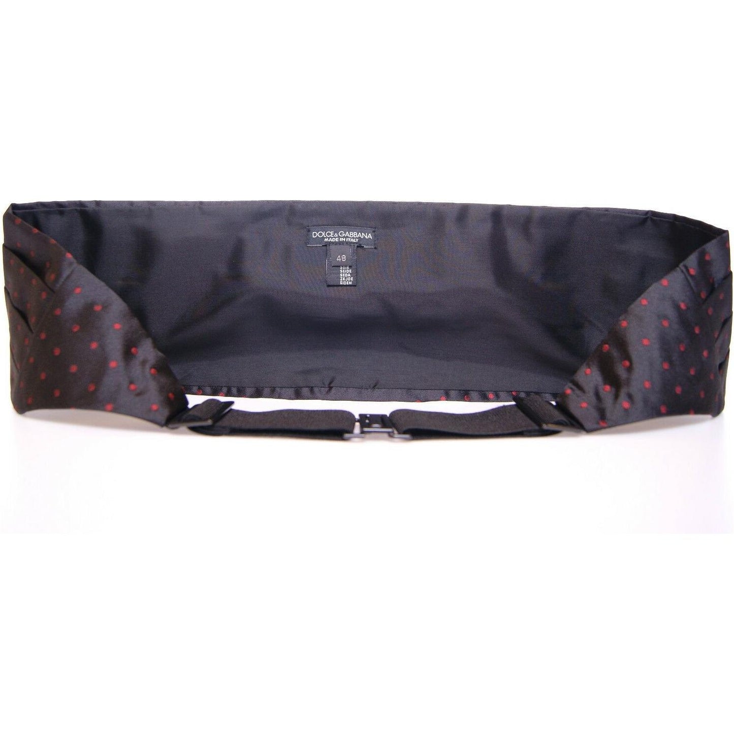 Dolce & Gabbana Elegant Silk Black Cummerbund with Red Polka Dots Dolce & Gabbana