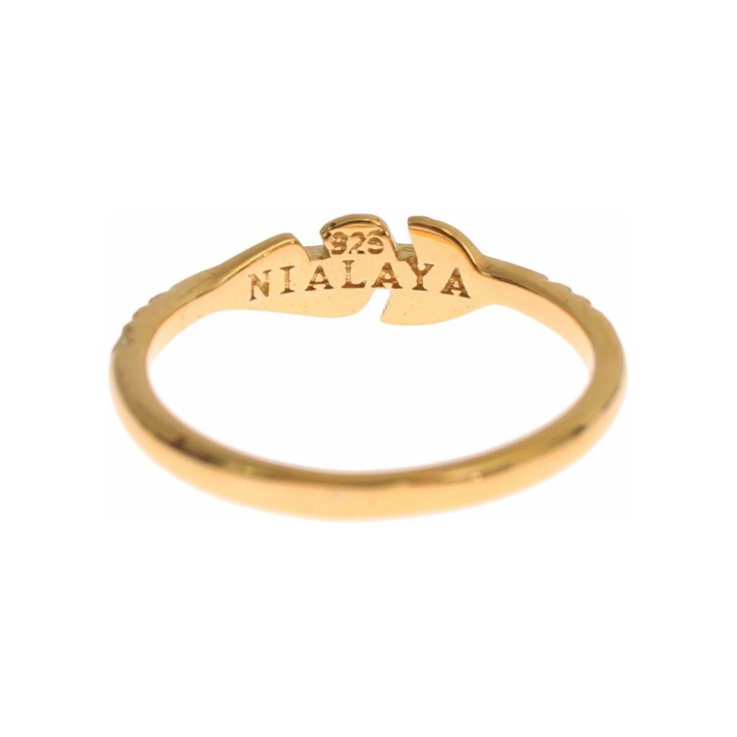 Nialaya Elegant Gold Plated Sterling Silver CZ Ring Ring Nialaya