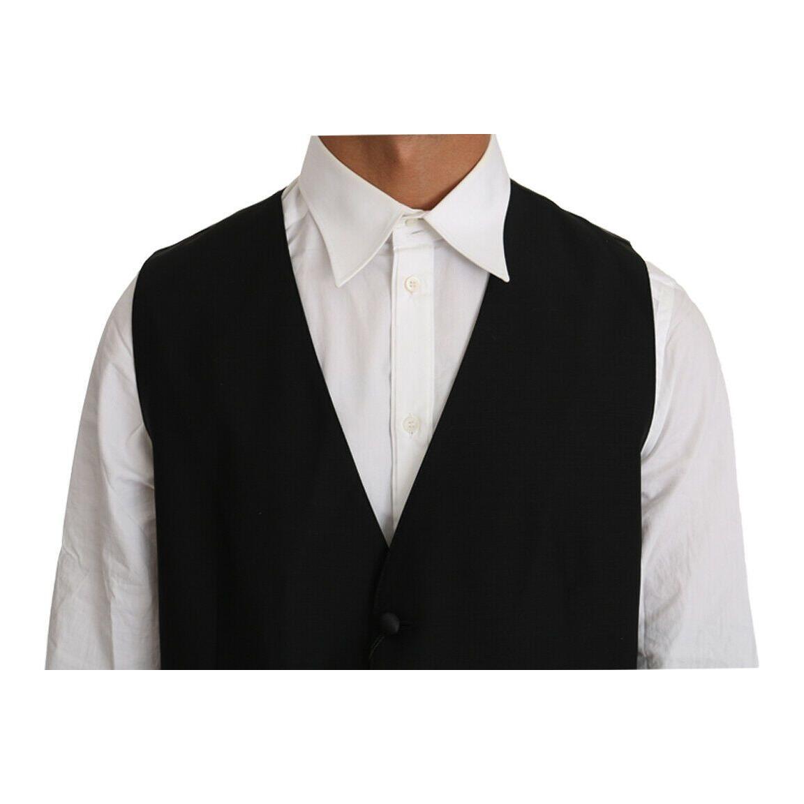 Dolce & Gabbana Elegant Black Formal Wool Blend Vest Dolce & Gabbana