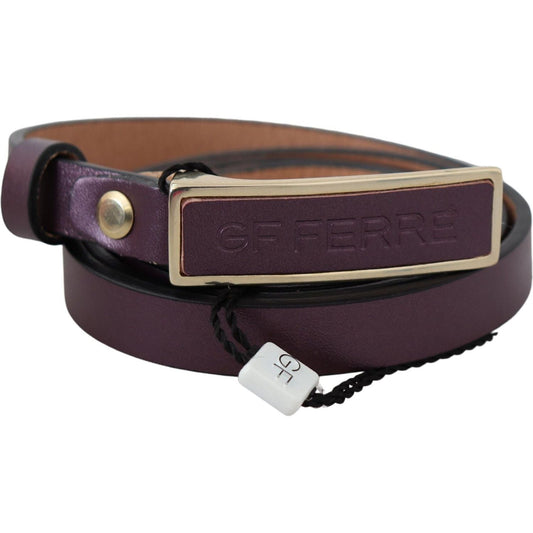 Elegant Maroon Leather Belt with Gold-Tone Buckle