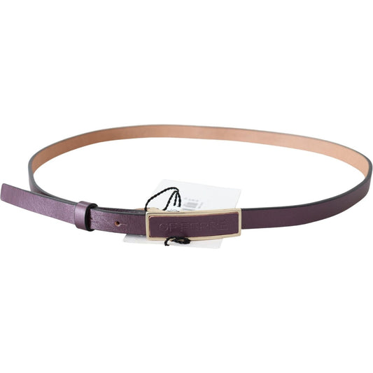 Elegant Maroon Leather Belt with Gold-Tone Buckle