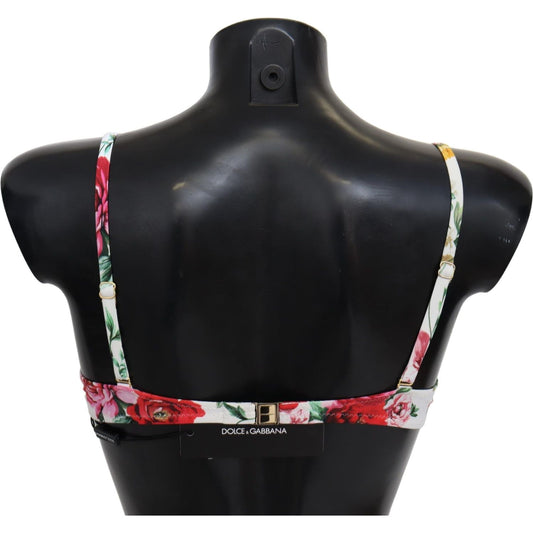 Dolce & Gabbana Elegant Floral Bikini Top – Summer Chic Dolce & Gabbana